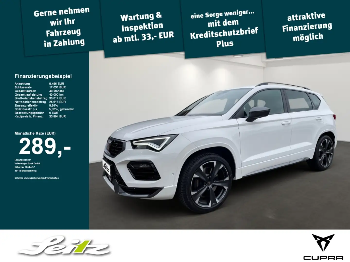 CUPRA Ateca 2.0 TSI 4Drive *LED*NAVI*PARKSENSOR* Weiß - 1
