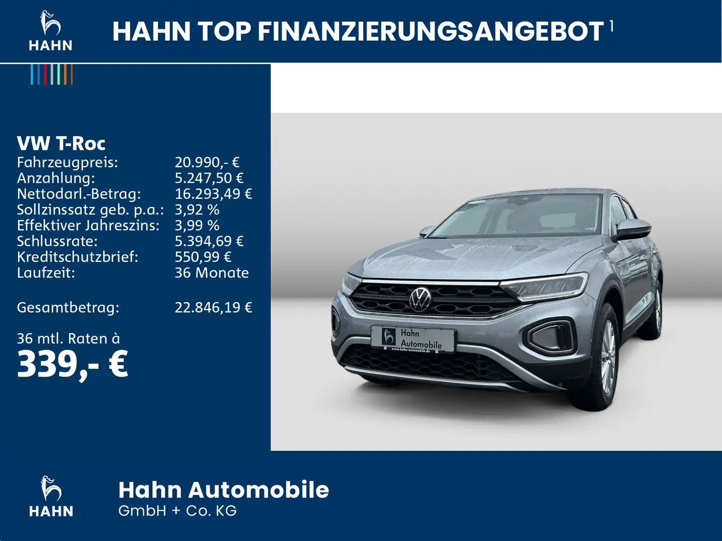 Volkswagen T-Roc 1.0TSI LED APP Virtual Parklenk Sitzh DAB Silber - 2