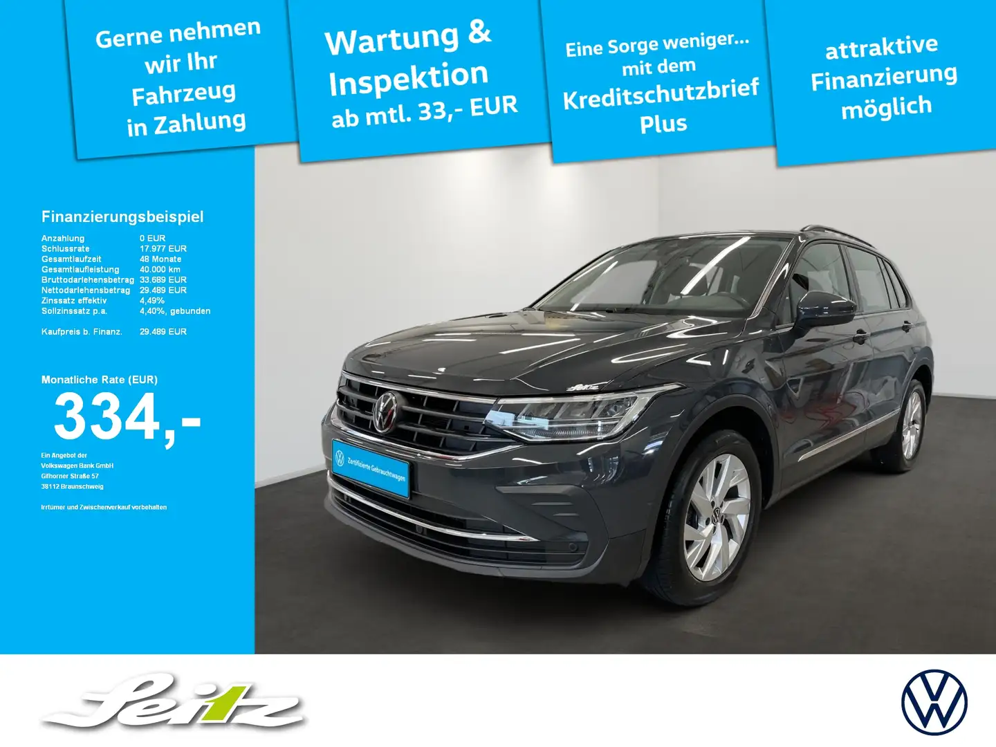 Volkswagen Tiguan 2.0 TDI 4M Life *LED*NAVI*PARKSENSOR* Grigio - 1