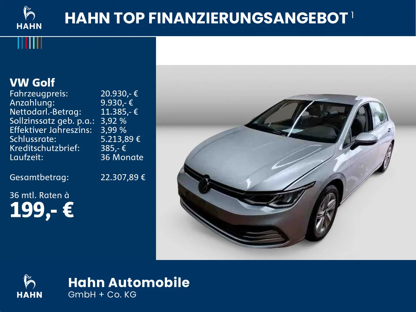 Volkswagen Golf VIII 2.0TDI Life ACC AHK LED Navi PDC Sitzh Silber - 2