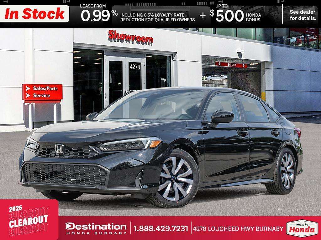 CRYSTAL BLACK PEARL 2026 Honda Civic Sedan Front-Wheel Drive Automatic