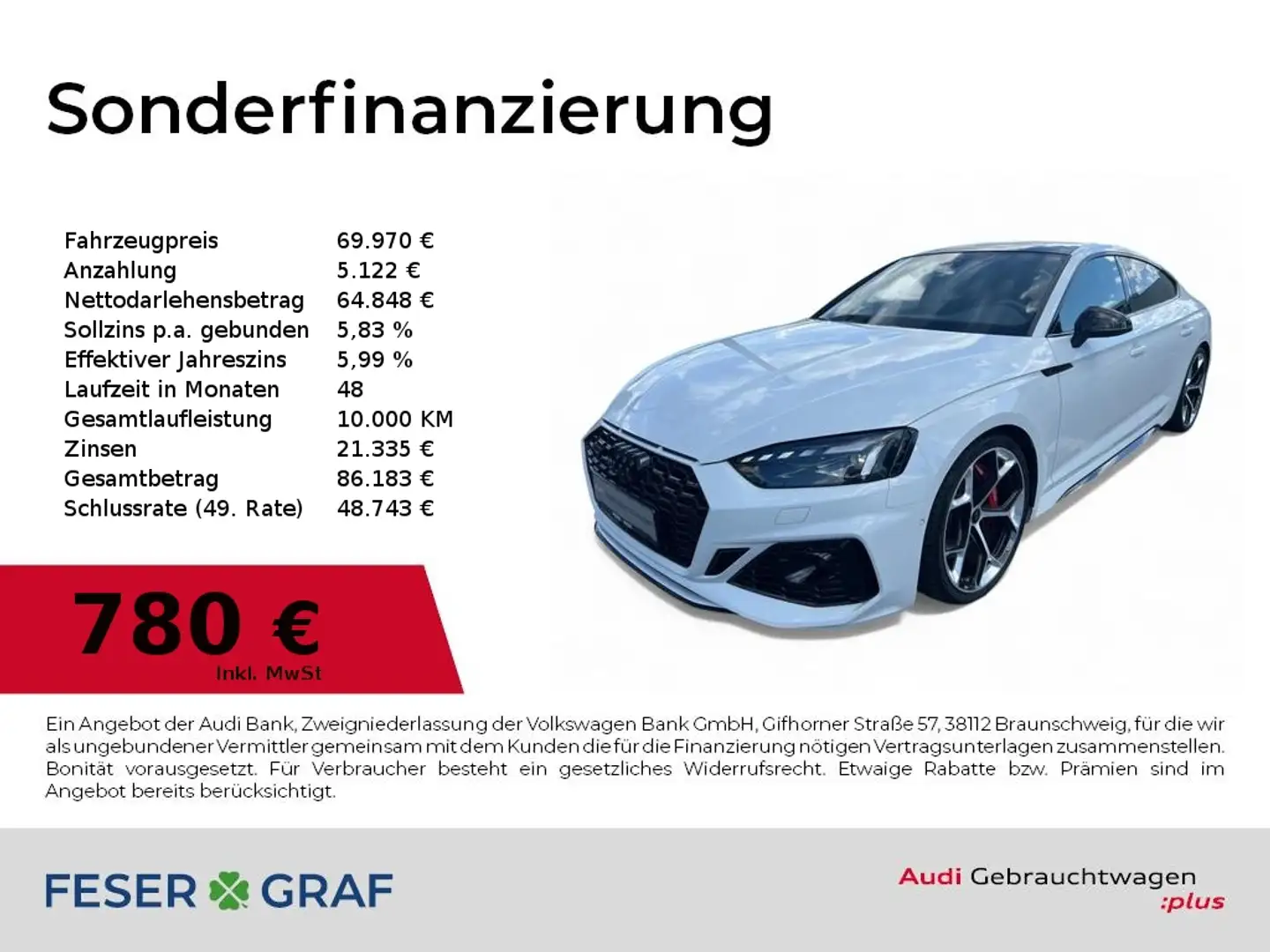 Audi RS5 Sportback Competition Vmax290/Matrix/Pano/SportAGA Wit - 1
