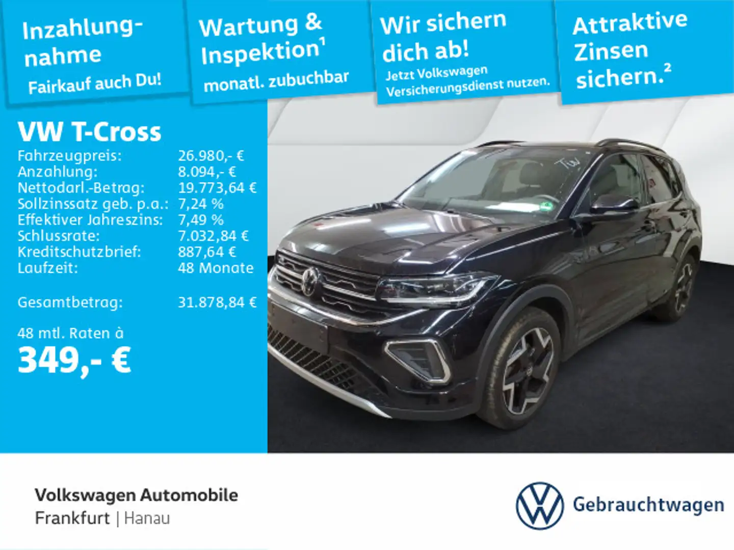 Volkswagen T-Cross 1.5 TSI DSG R-Line DAB+ IQLight IQDrive Schwarz - 1