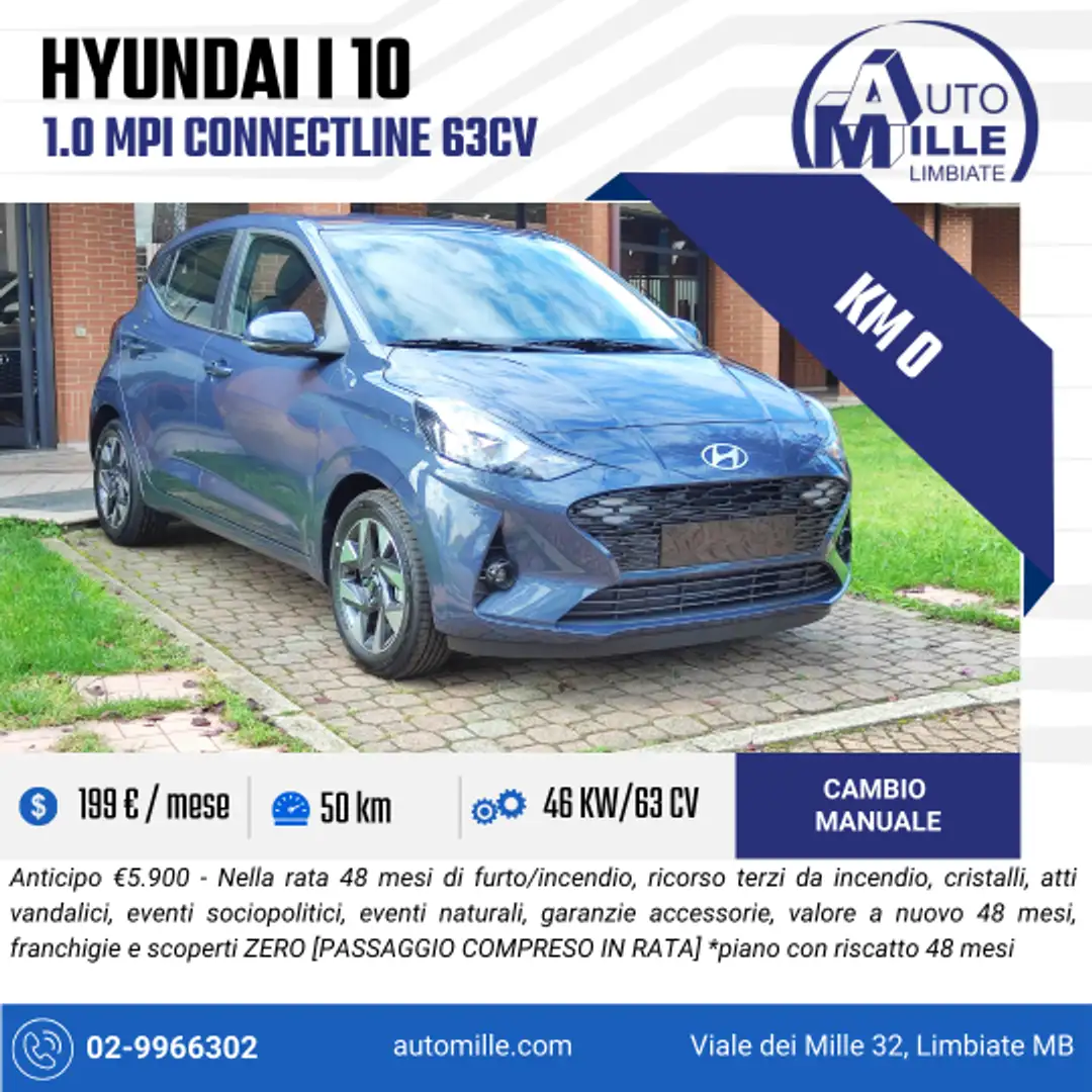 Hyundai i10 1.0 mpi Connectline 63cv Gris - 1
