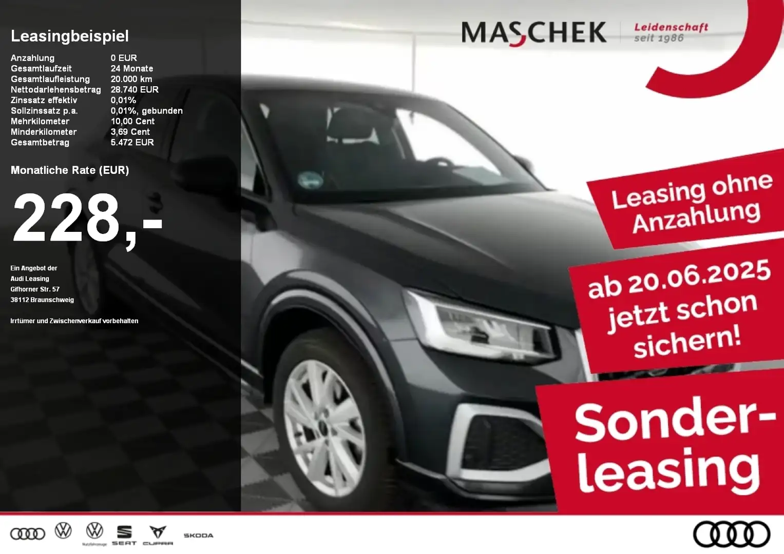 Audi Q2 Advanced 35 TFSI AHK LED VC PDC GRA DAB Sitzh Grigio - 1