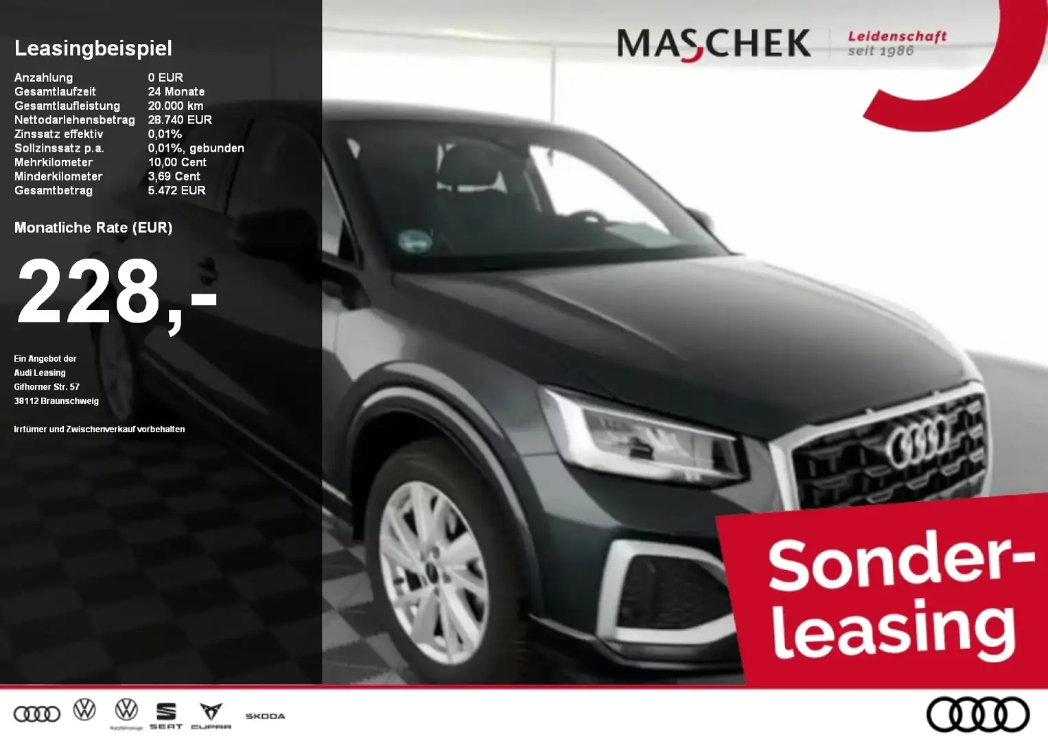 Audi Q2 Advanced 35 TFSI AHK LED VC PDC GRA DAB Sitzh Grijs - 1