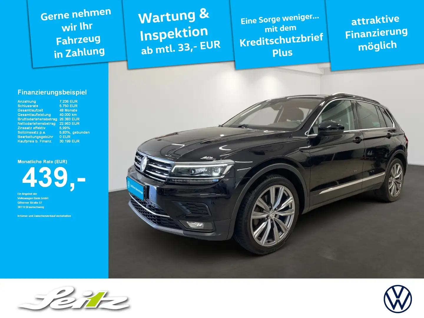 Volkswagen Tiguan 2.0 TDI 4M Highline *AHK*NAVI*LED* Schwarz - 1