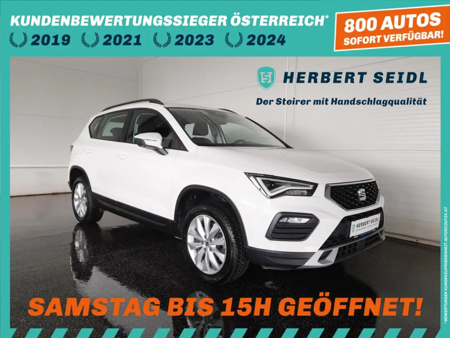 SEAT Ateca STYLE 2,0 TDI *VOLL-LED / NAVI / ACC / KAMERA / VERKEHRSZEICHEN & SPURHALTEASSISTENT / KEYLESS* Weiß - 1