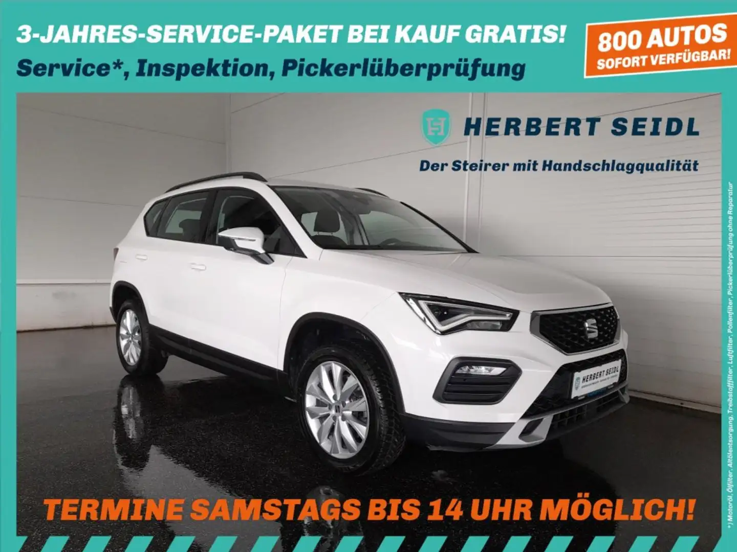 SEAT Ateca STYLE 2,0 TDI *VOLL-LED / NAVI / ACC / KAMERA / VERKEHRSZEICHEN & SPURHALTEASSISTENT / KEYLESS* Weiß - 1