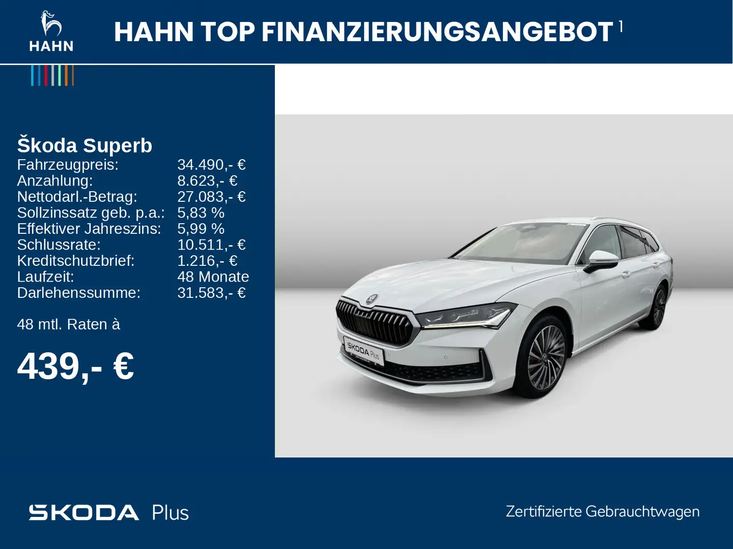 Skoda Superb Combi L&K 1.5TSI DSG ACC AHK DCC HUD Cam Weiß - 2
