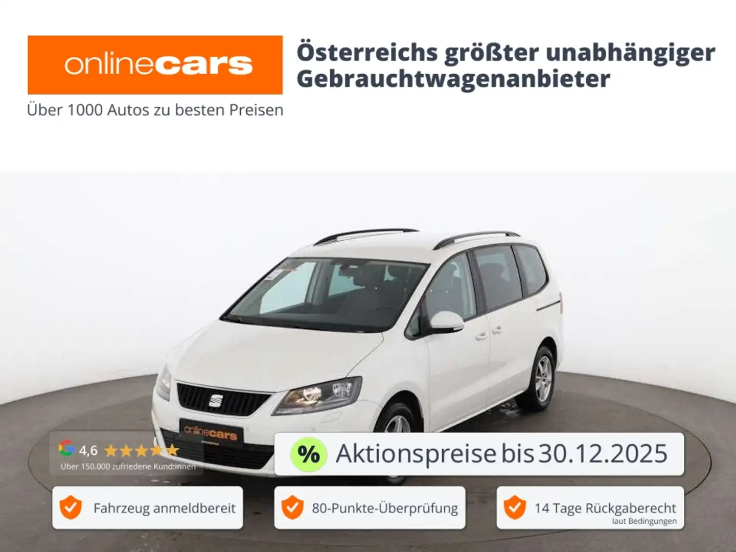 SEAT Alhambra 2.0 TDI Reference SITZHZG KLIMA PDC Weiß - 1