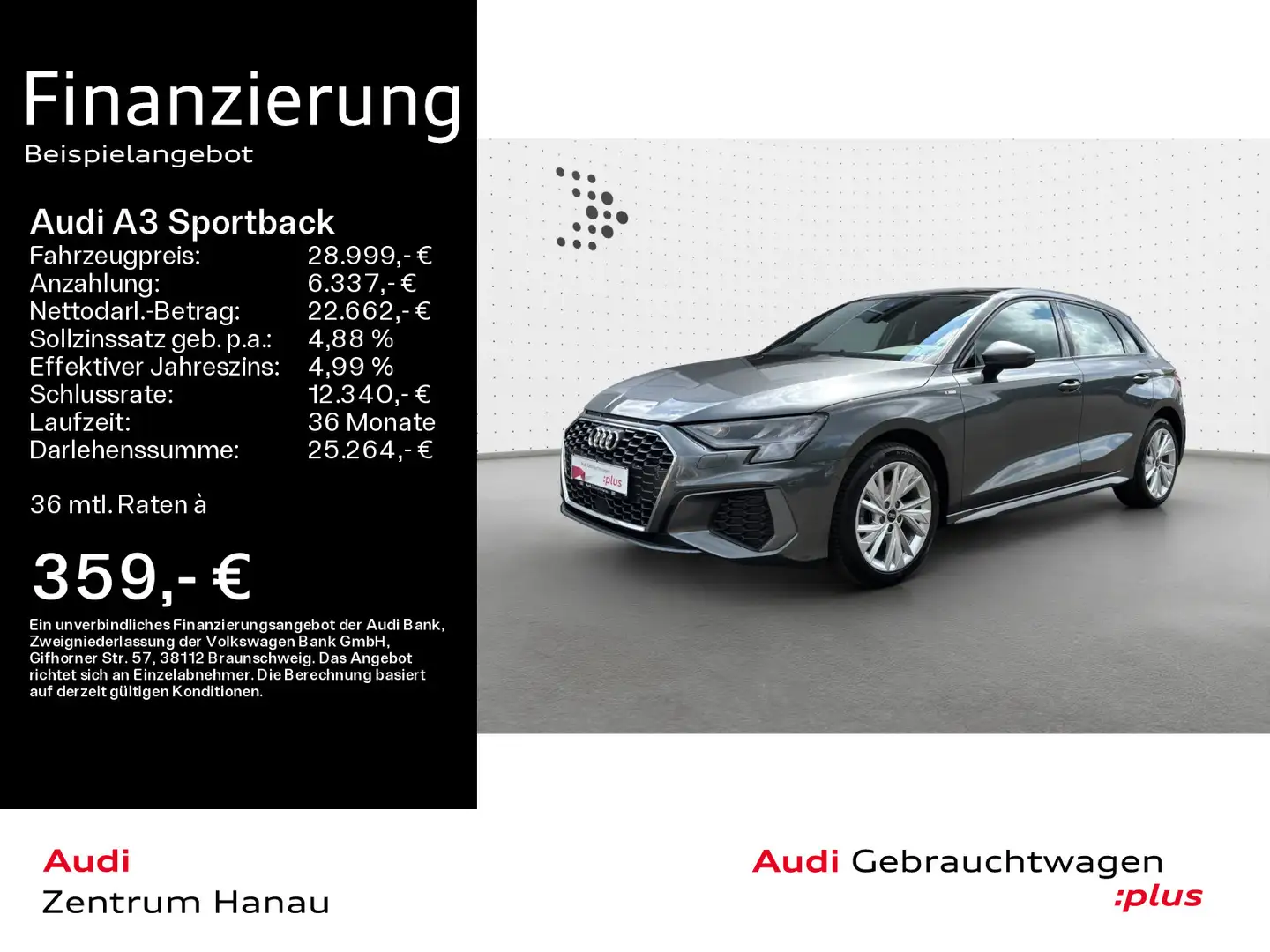 Audi A3 35 TFSI S tronic S LINE *PANO*AHK* Grau - 1