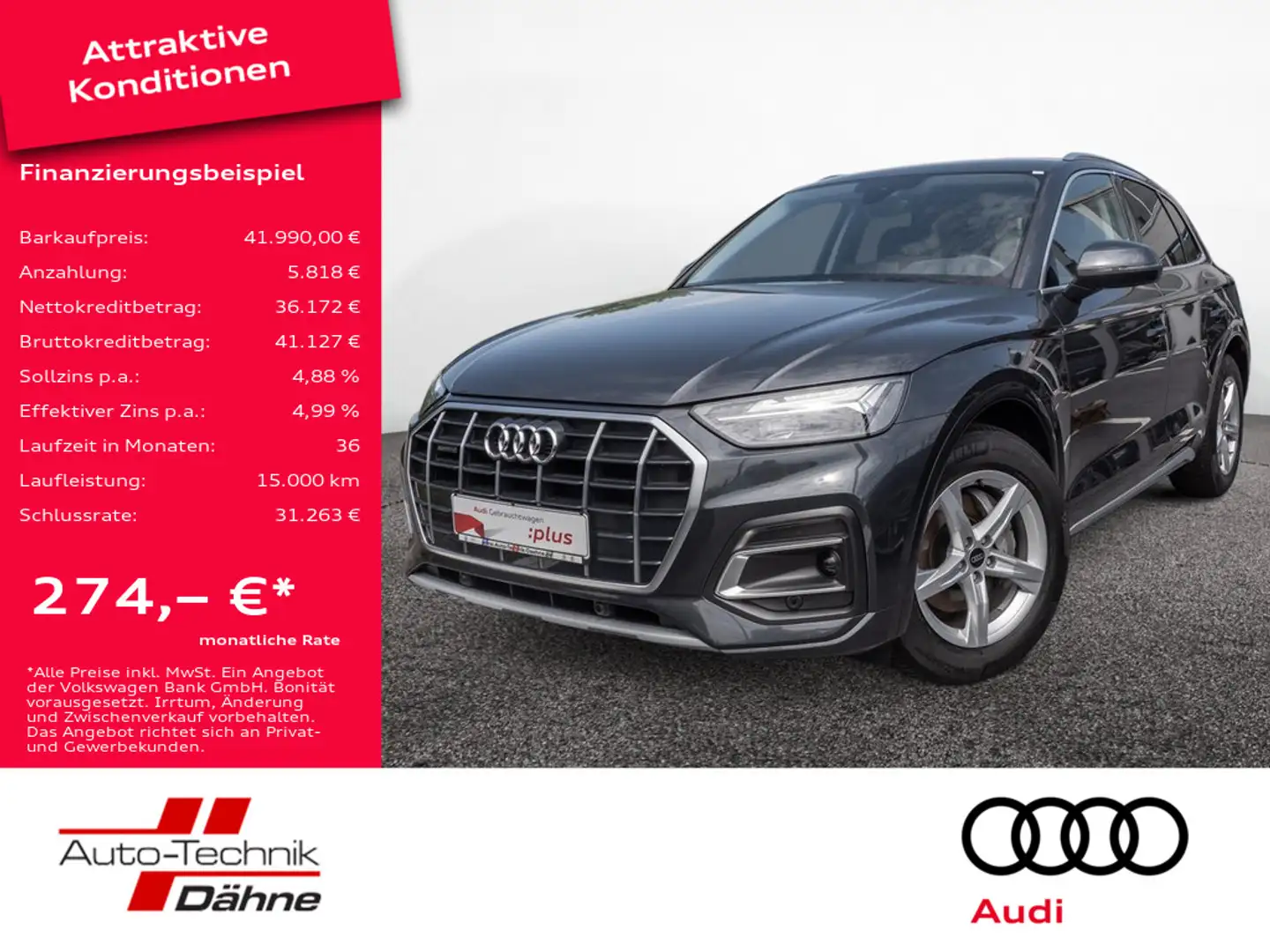 Audi Q5 2.0 TDI quattro KAMERA NAVI AHK ACC LED Grau - 1