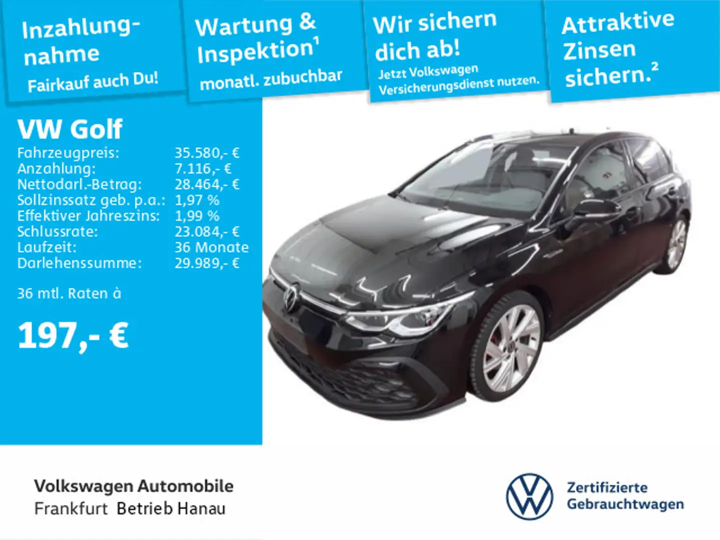 Volkswagen Golf VIII 2.0 TDI DSG GTD Navi IQ.Light DAB+ Fro Schwarz - 1