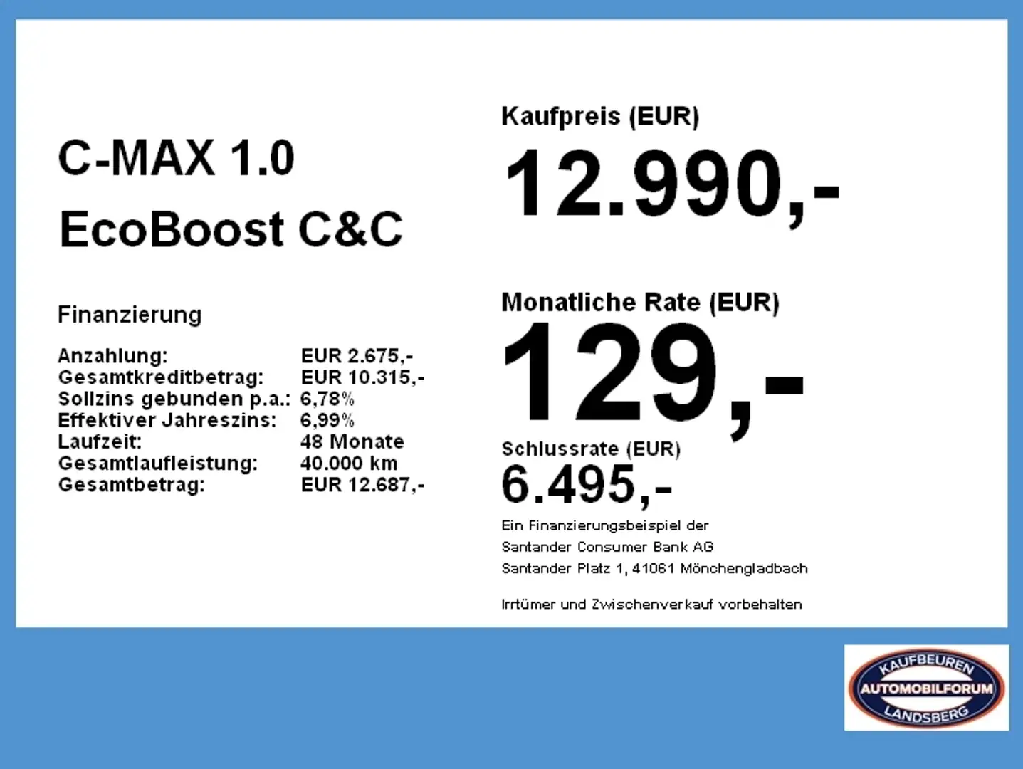 Ford C-Max 1.0 EcoBoost C&C Navi SHZ Klima PDC RFK Silber - 1