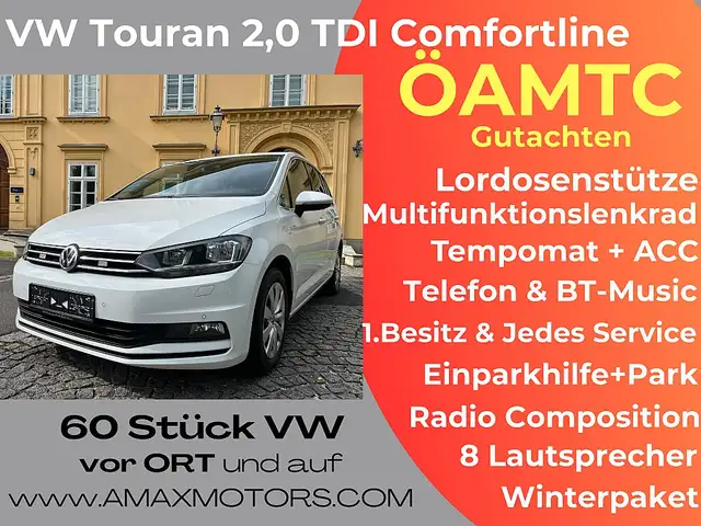 Volkswagen Touran 2,0 TDI SCR DSG,1. Besitz ÖAMTC Test, Abstandst...