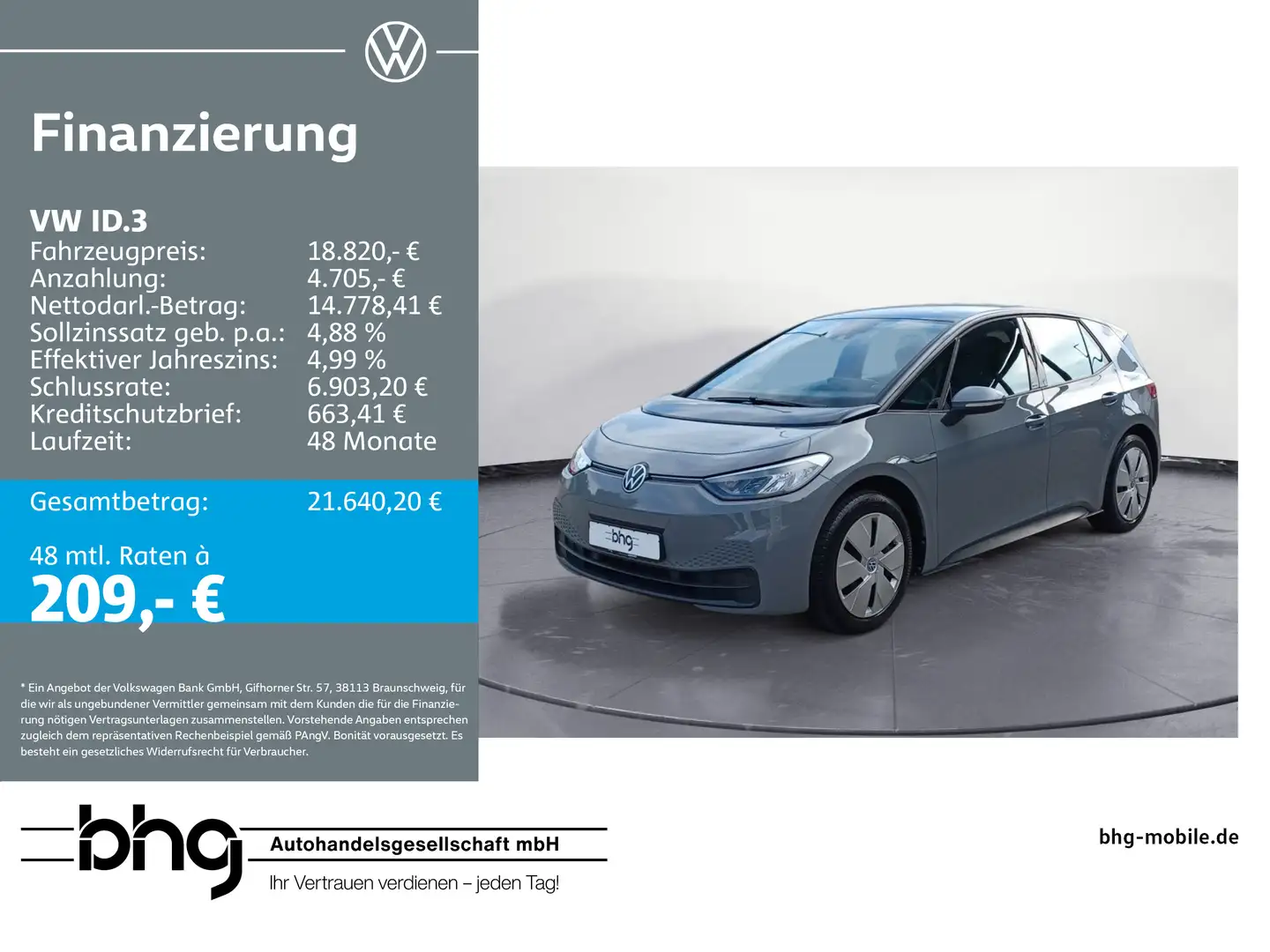 Volkswagen ID.3 Performance Pure #LED #NAVI #BATTERIEZERTIF Grau - 1