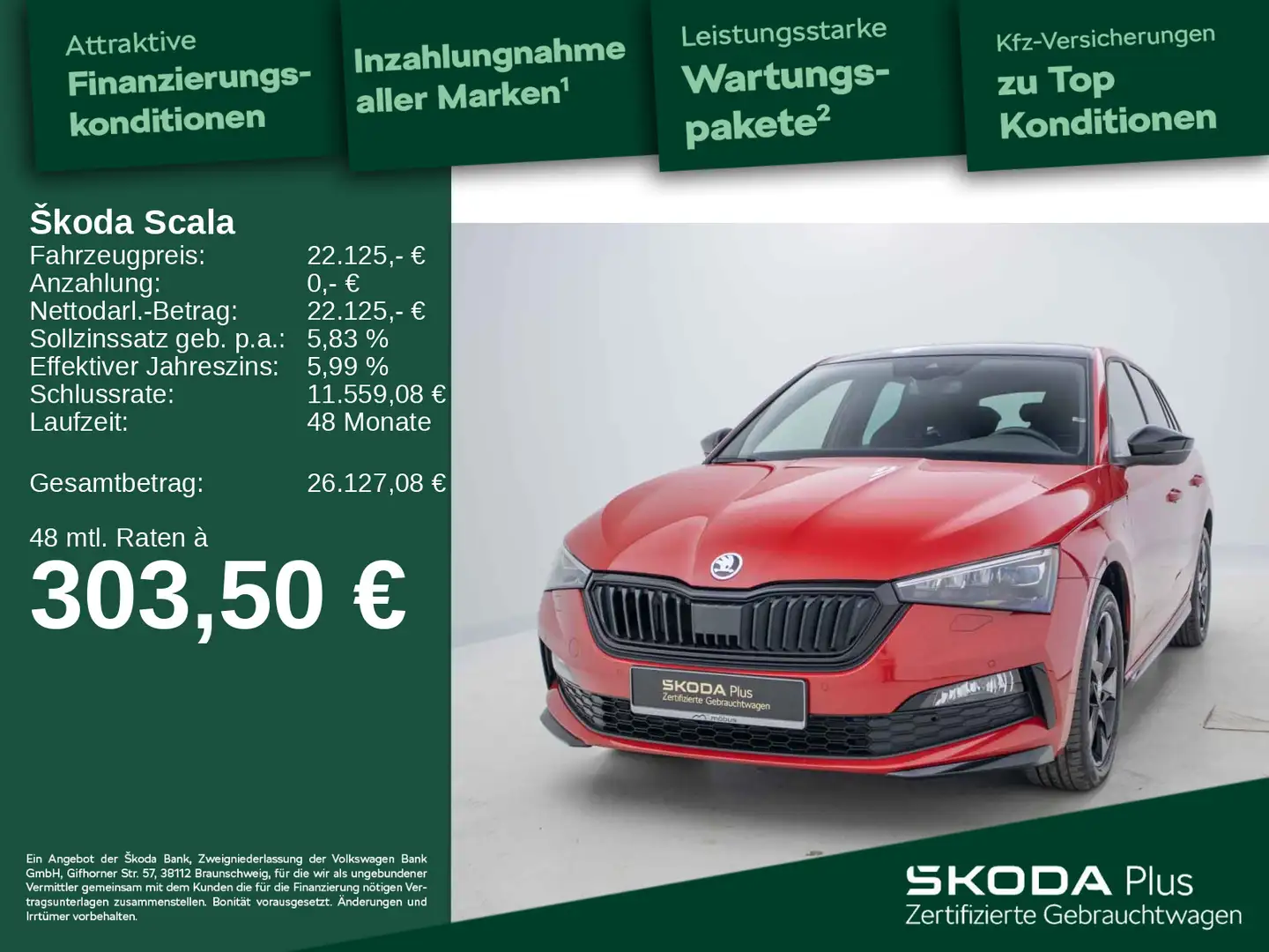 Skoda Scala 1.0 TSI Monte Carlo*DSG*PDC*AHK*ACC*PANO* Rot - 1