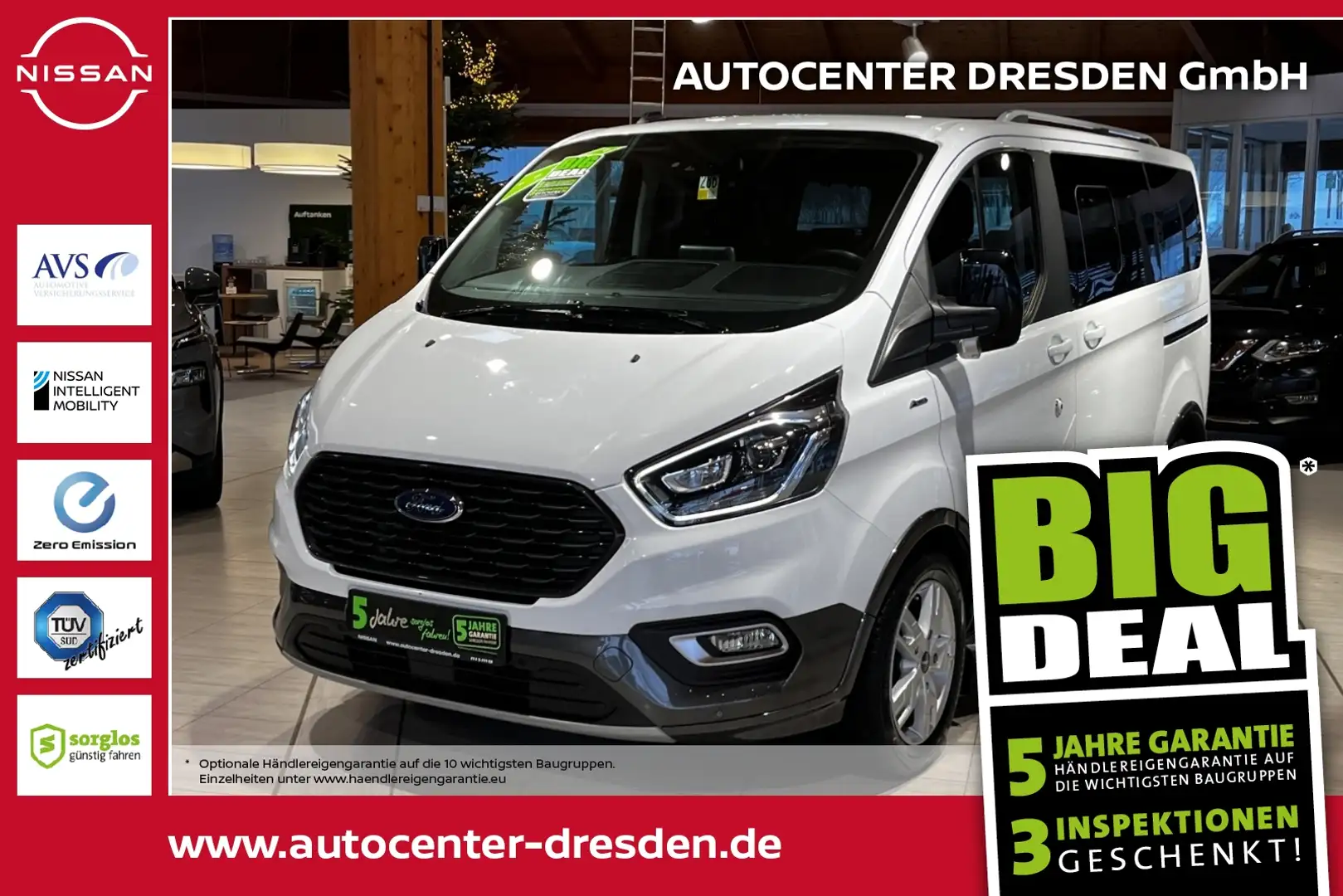 Ford Tourneo Custom Kombi 2.0 TDCi 320 L1 Kam Navi AHK Blanc - 1