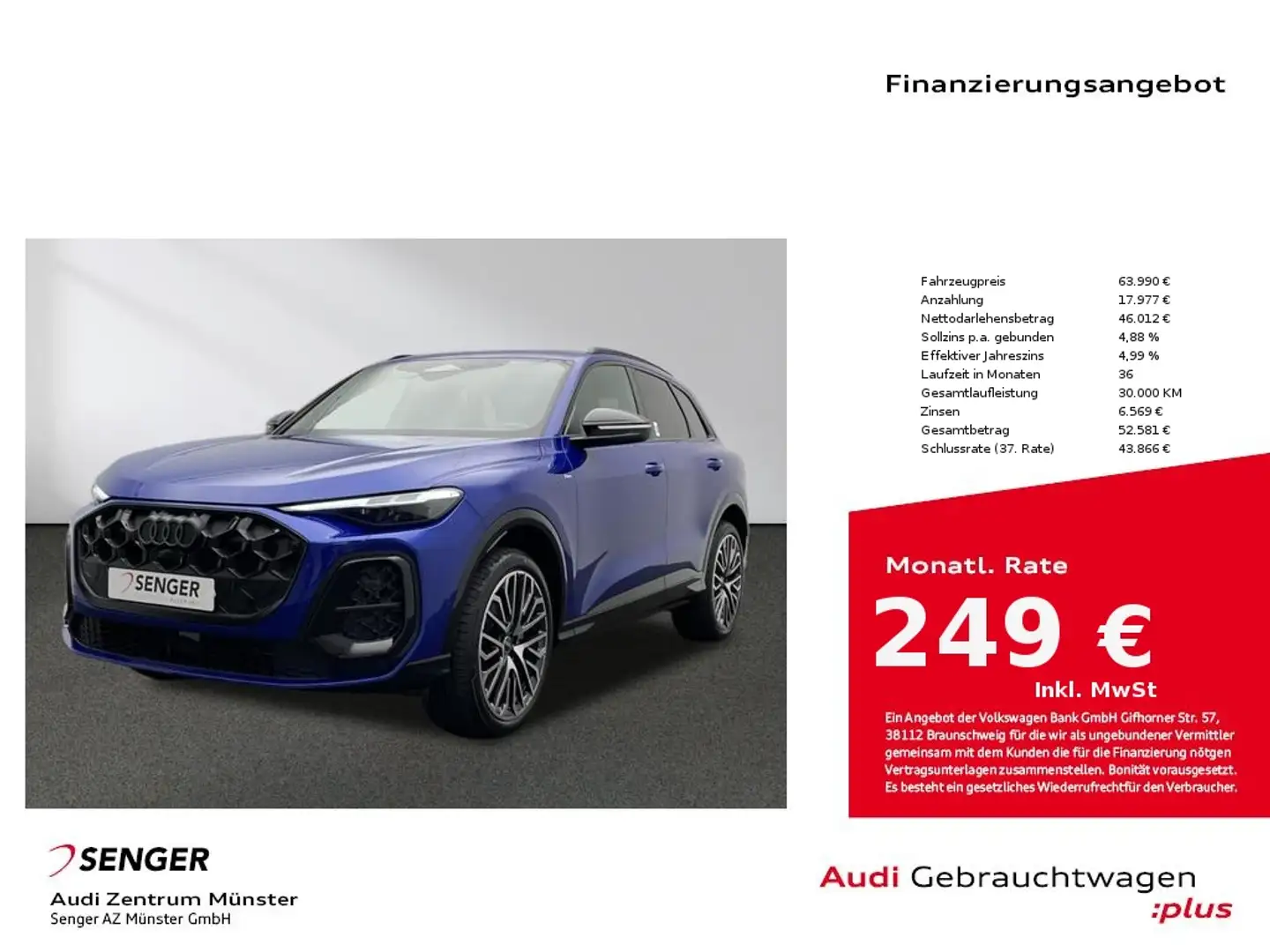 Audi Q5 SUV 2.0 TDI edition one 360° Kamera Navi ACC Blau - 1
