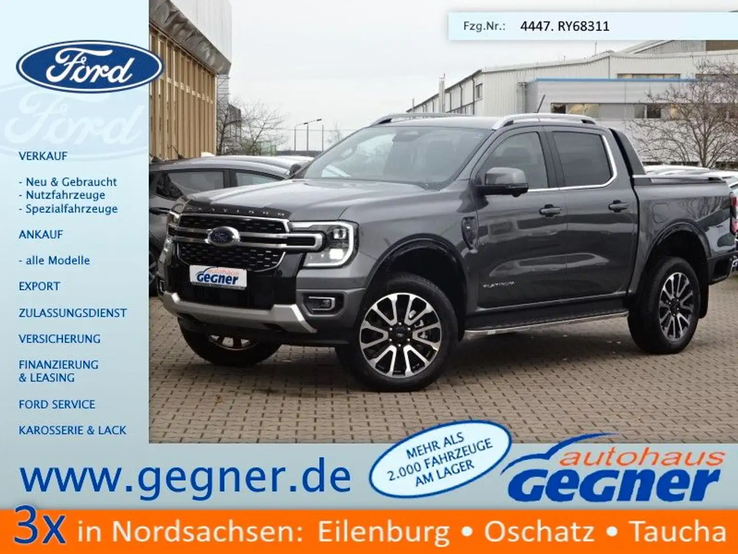 Ford Ranger 3.0L V6 Platinum DoKa AT AHK 360Kam Gris - 1