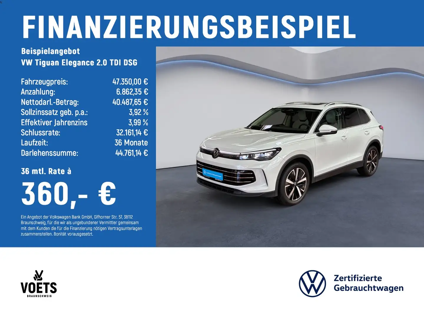 Volkswagen Tiguan Elegance 2.0 TDI DSG AHK+PANO+SHZ Weiß - 2