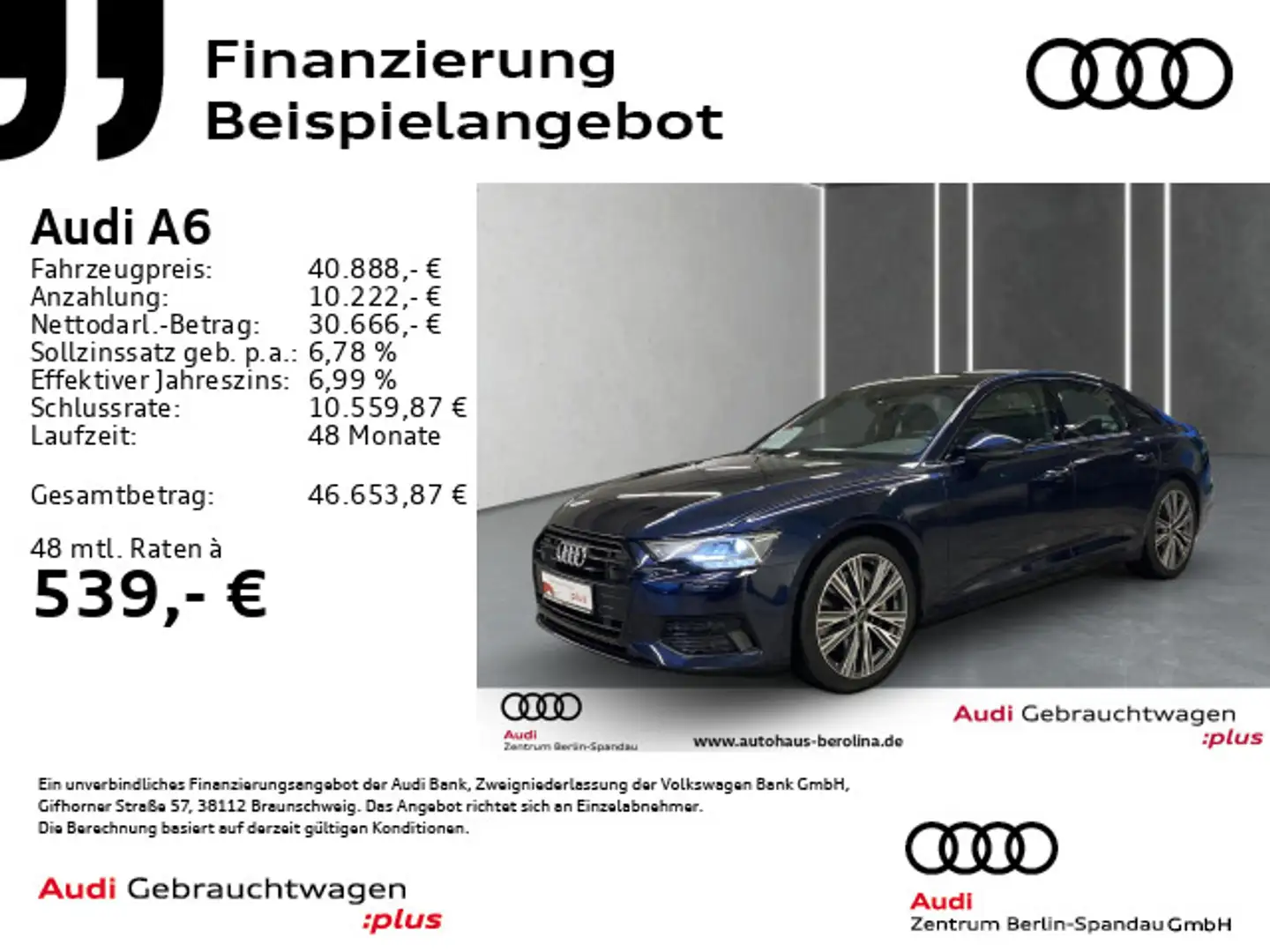 Audi A6 A6 Lim. 55 TFSI qu. Sport S tronic *PANO*R-CAM* Blau - 1