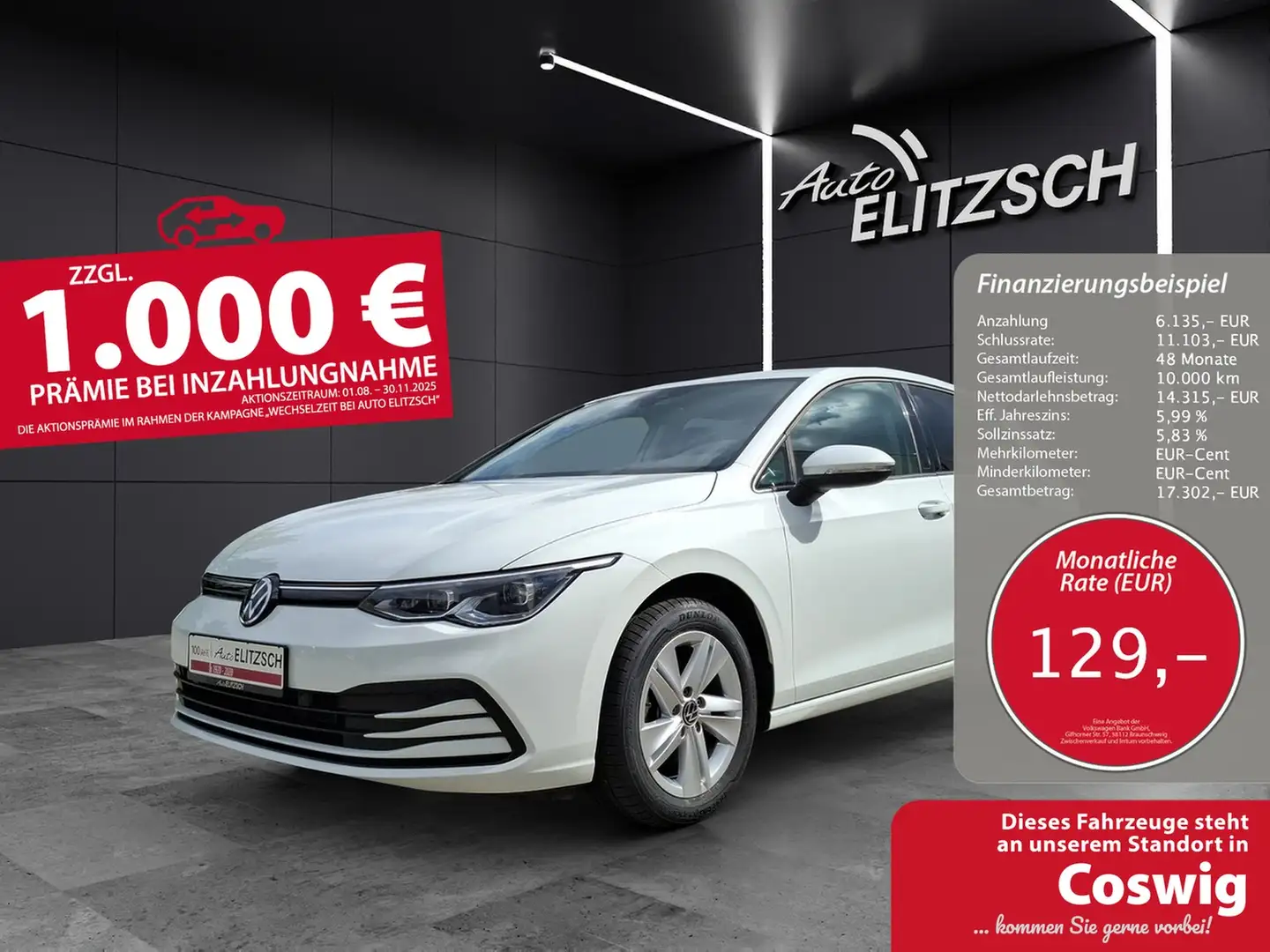 Volkswagen Golf VIII TSI DSG MatrixLED Kamera ACC Weiß - 1