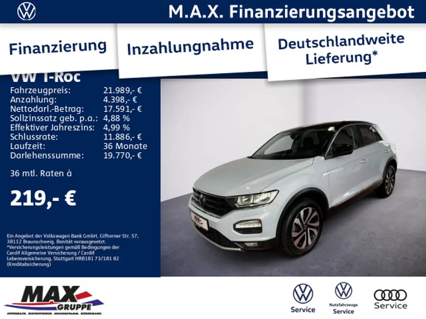 Volkswagen T-Roc 1.5 TSI ACTIVE  +NAVI+SITZHZG+ACC+ALU+APP+ Weiß - 1