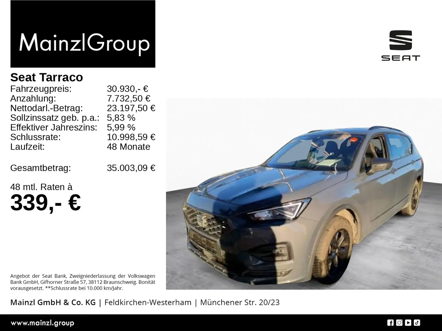 SEAT Tarraco 2.0 TDI 4Drive DSG FR AHK Nav SHZ Memory Grau - 1