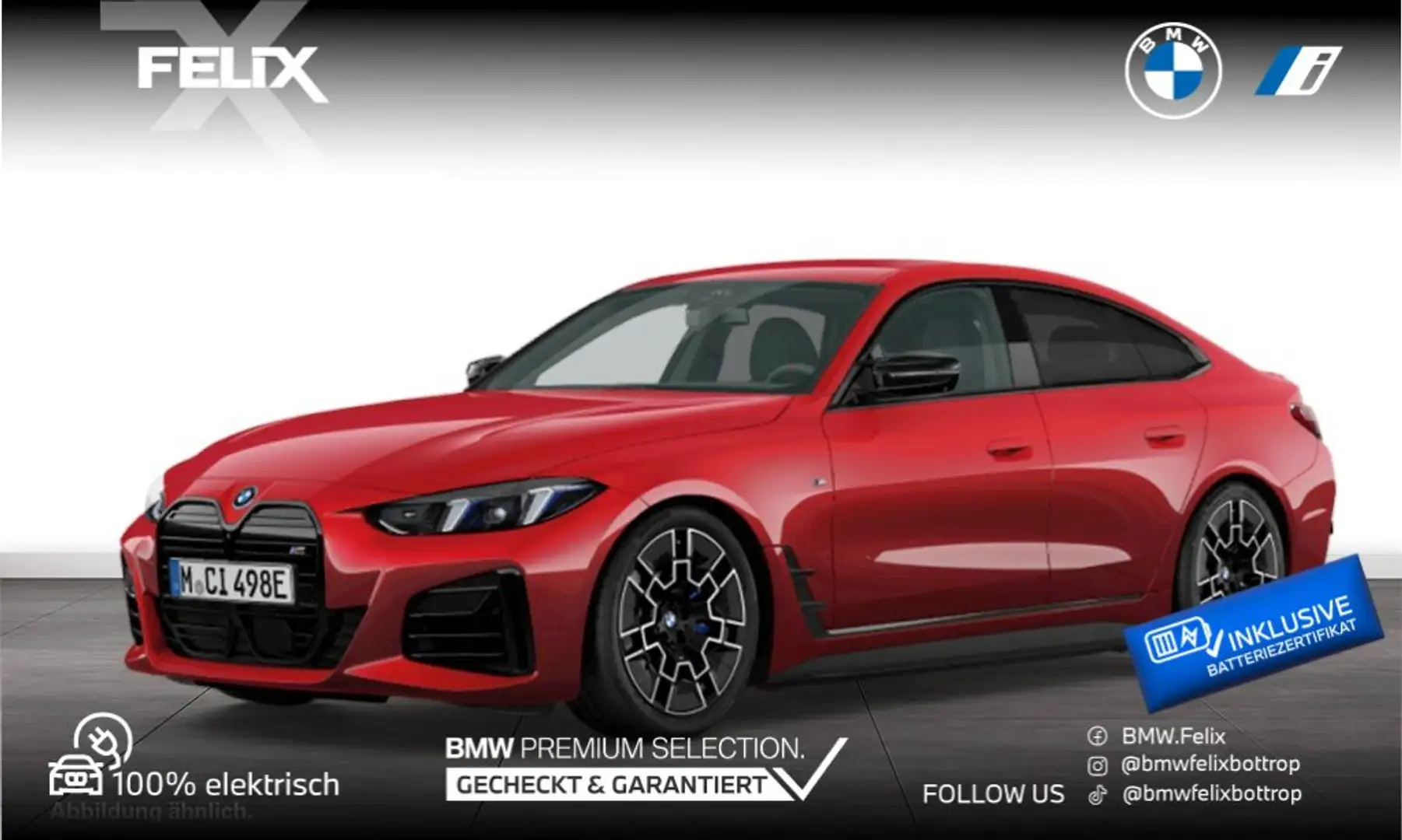 BMW i4 M50 xDrive+M SPORTPAKET+19"ALU+MEMORY+HARMAN/KARDO Rot - 1