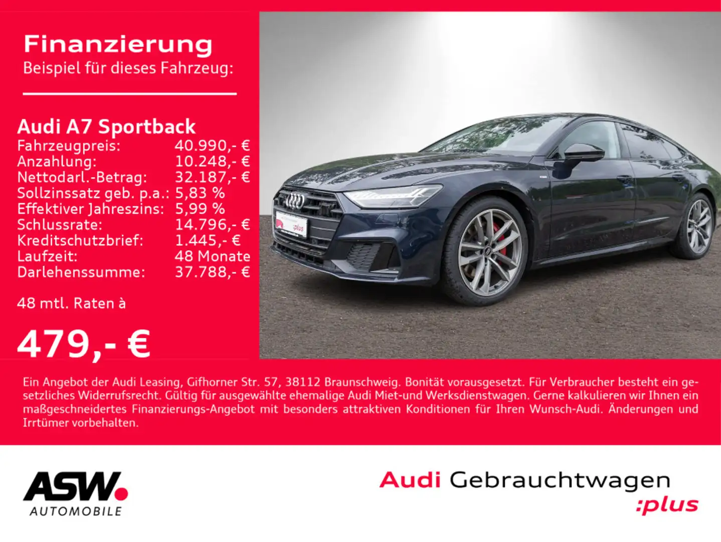 Audi A7 S line 55TFSI e quattro Navi Matrix Bleu - 1