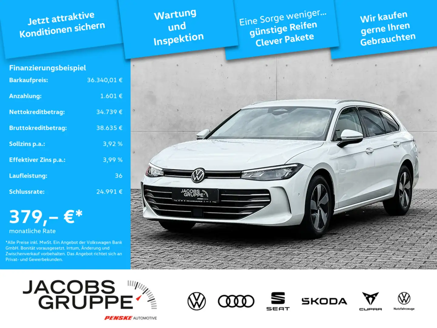 Volkswagen Passat Variant 2.0 TDI AHK/MASSAGE/360° Business Weiß - 1