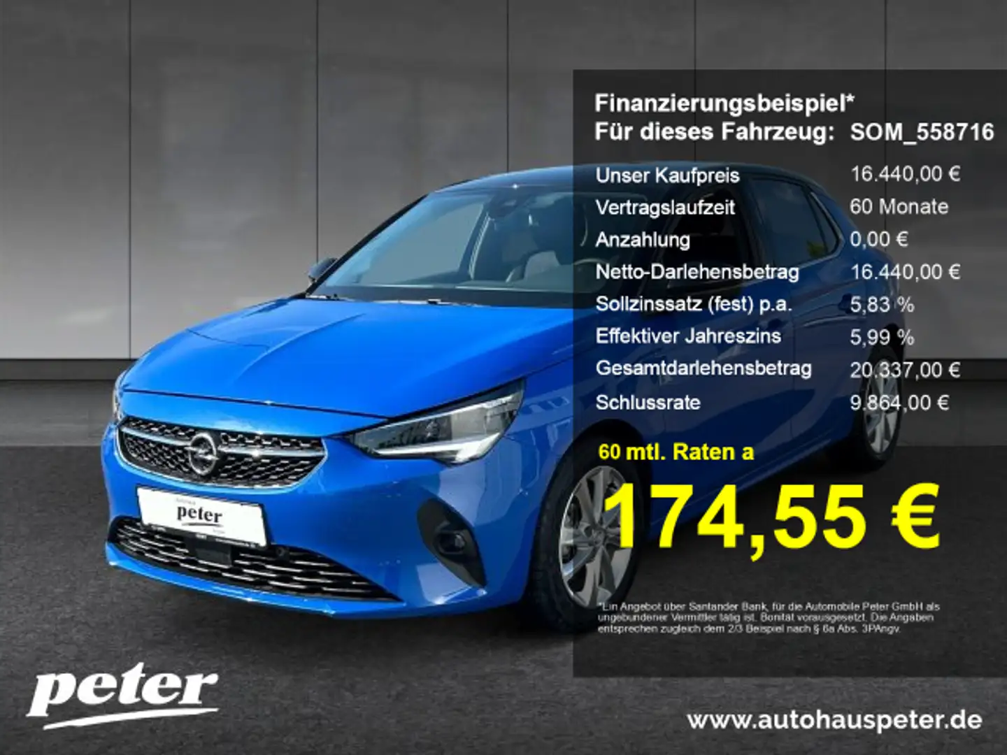 Opel Corsa Corsa F 1.2 Turbo Elegance Klimaautomatik Sitzheiz Blau - 1