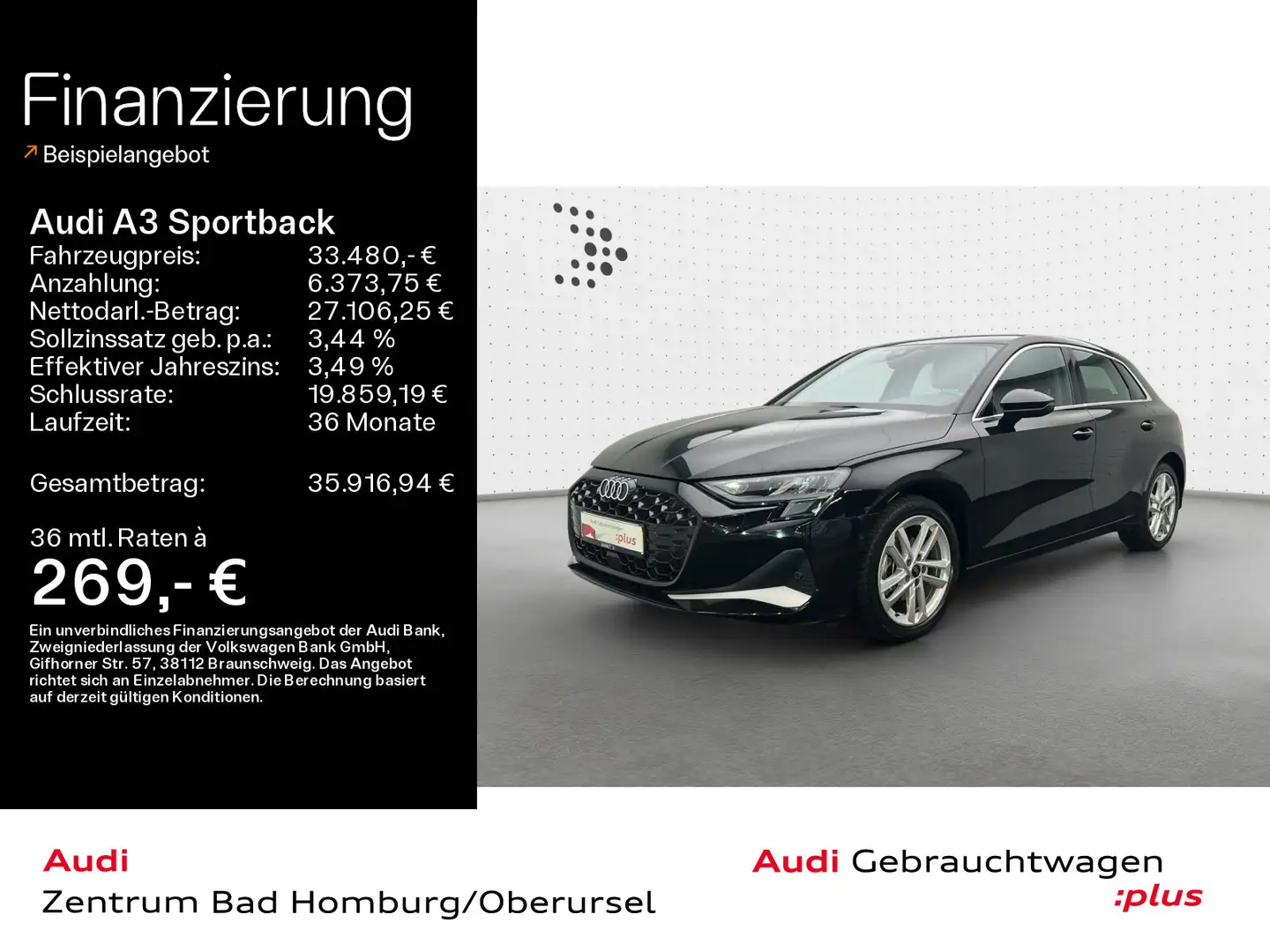 Audi A3 Advanced 35 TDI*Navi*Alu*PDC*Virtua Schwarz - 1