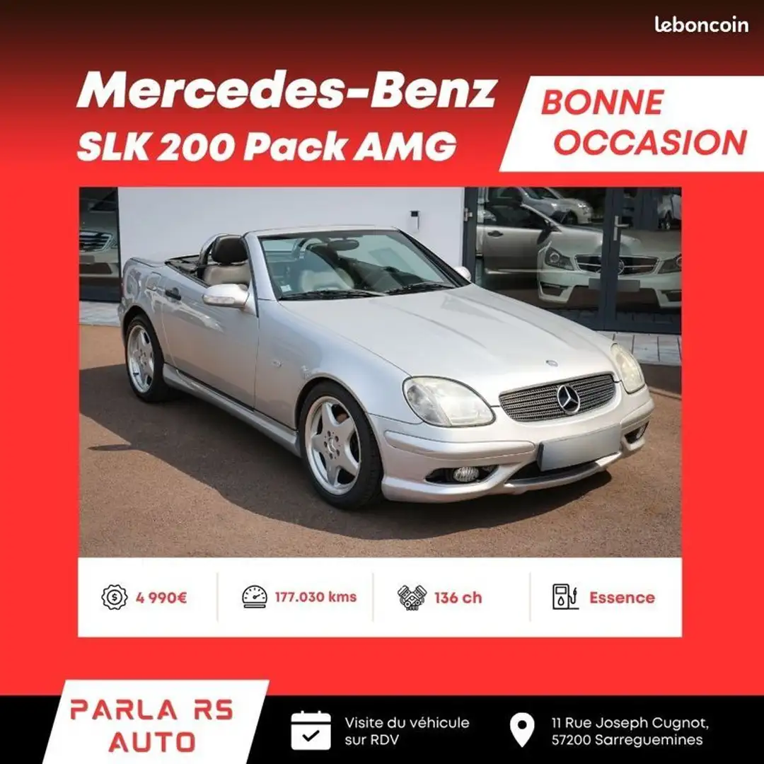 Mercedes-Benz SLK Classe 200 Pack AMG 136ch Gris - 1