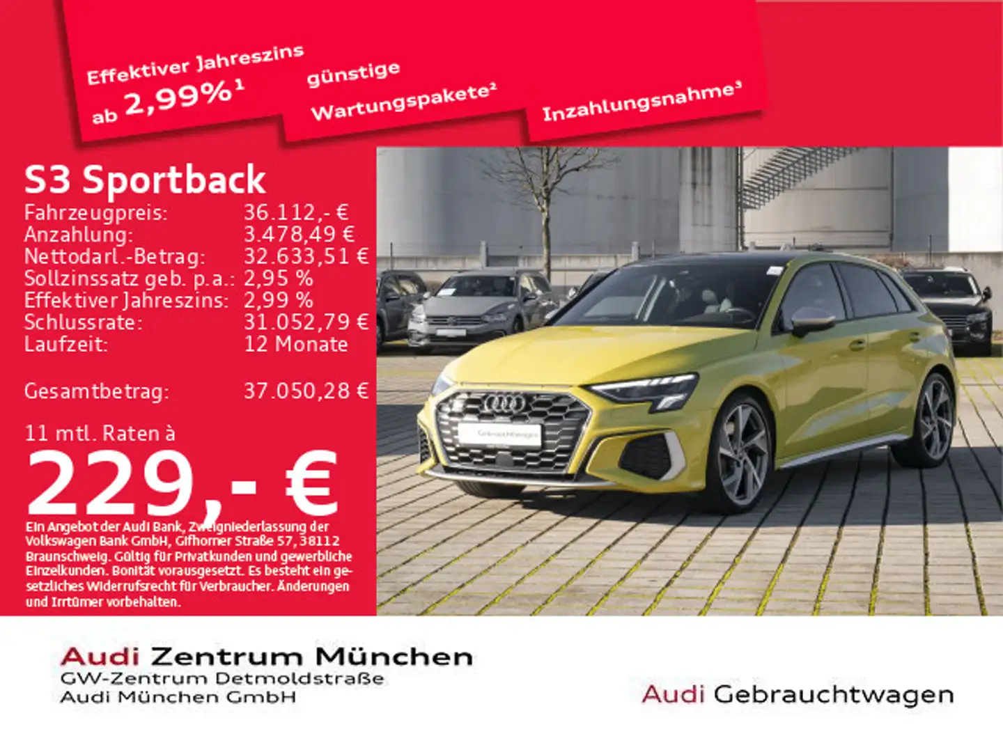Audi S3 TFSI S tronic Pano/Virtual/Navi Gelb - 1