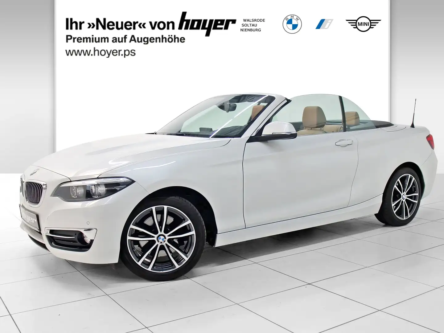 BMW 220 i Cabrio Aut. LuxuryLine Luxury Line HK HiFi Blanc - 1