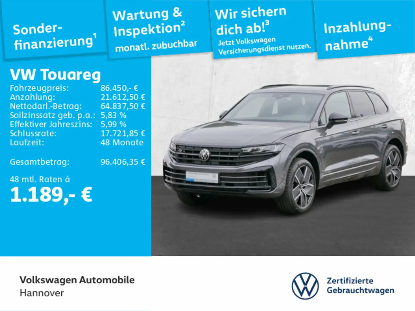 Volkswagen Touareg R 3.0 eHybrid 4Motion AHK IQ.LIGHT Leder Grau - 1