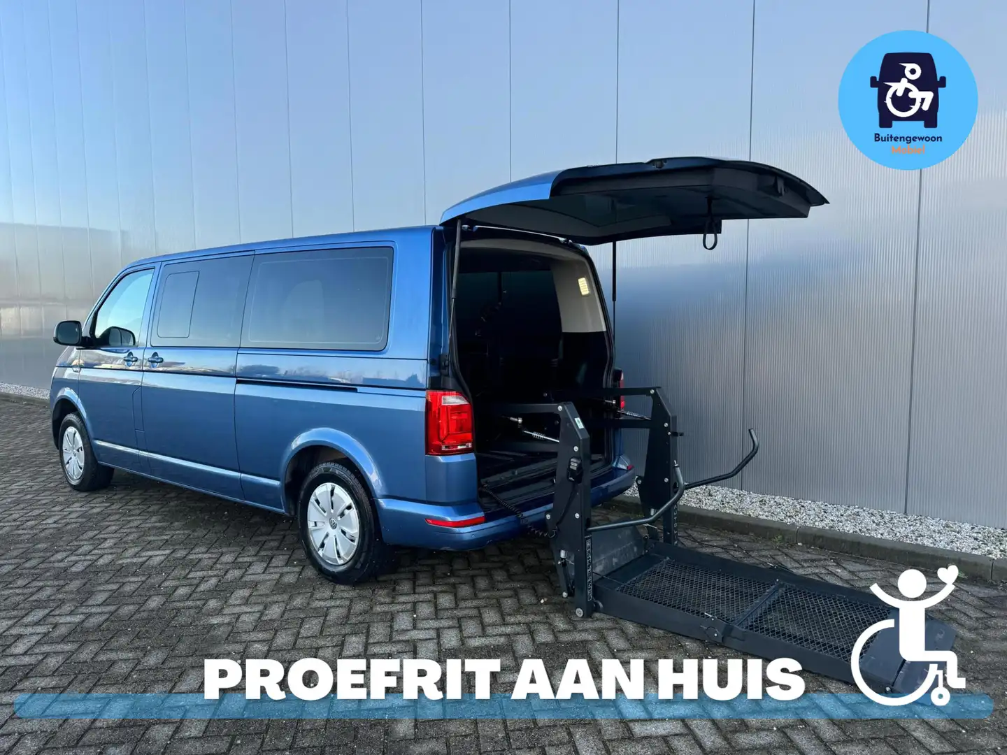 Volkswagen Transporter Multivan Caravelle L2 Rolstoelbus Rolstoel Voorin Bleu - 2