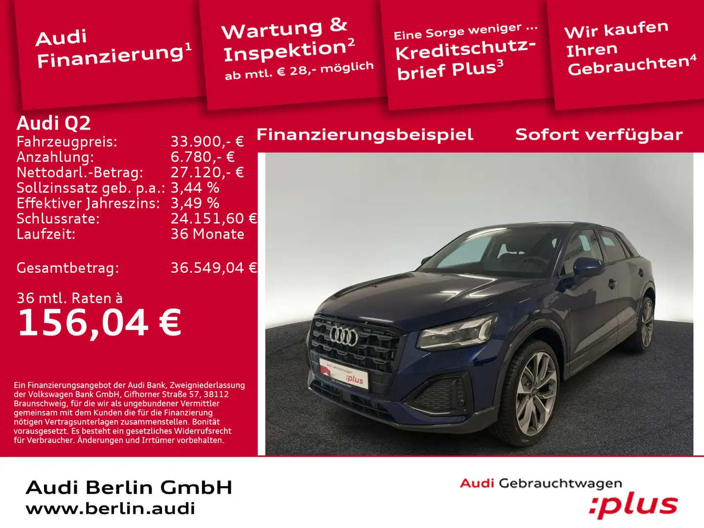 Audi Q2 Advanced 35 TFSI S tr. AHK MATRIX PDC NAVI VI Blau - 1