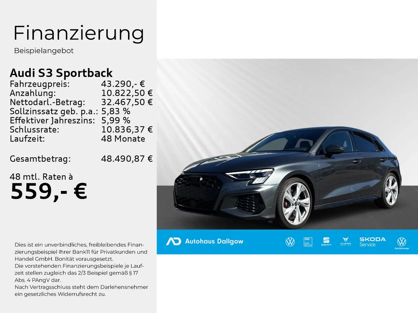 Audi S3 TFSI 228(310) kW(PS) S tronic Grau - 2