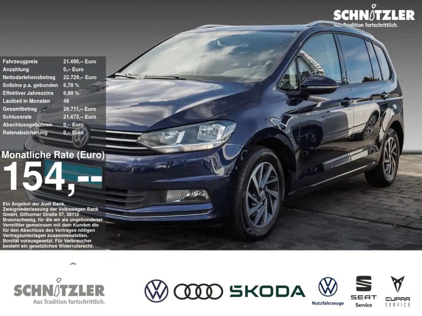 Volkswagen Touran 1.4 TSI DSG SOUND PANO ACC NAVI STHZ.+++ Bleu - 1