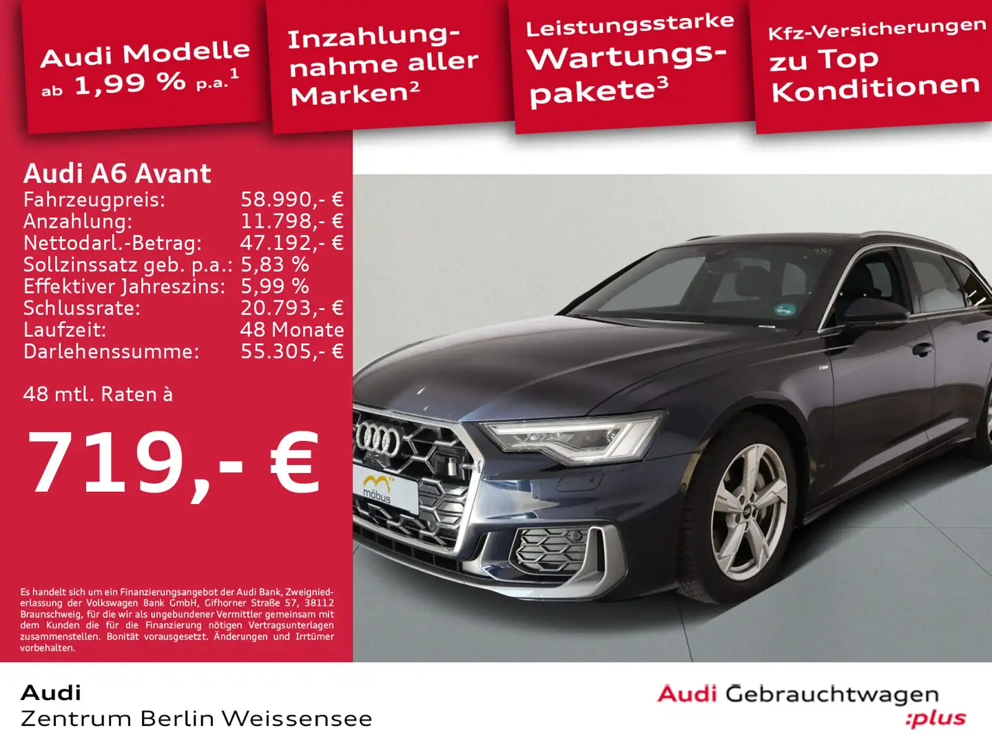 Audi A6 50 TDI TIPT*QUA*S-LINE*MATRIX*PANO*RFK* Blau - 1