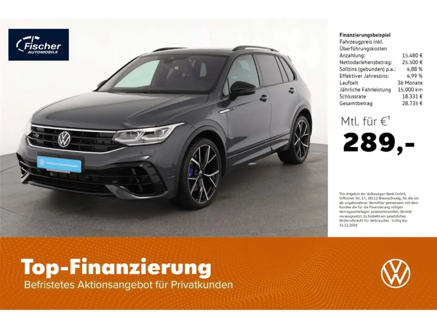 Volkswagen Tiguan 2.0 TSI 4Mot. R DSG AKRA/AHK/P-Dach/RFK Grau - 1
