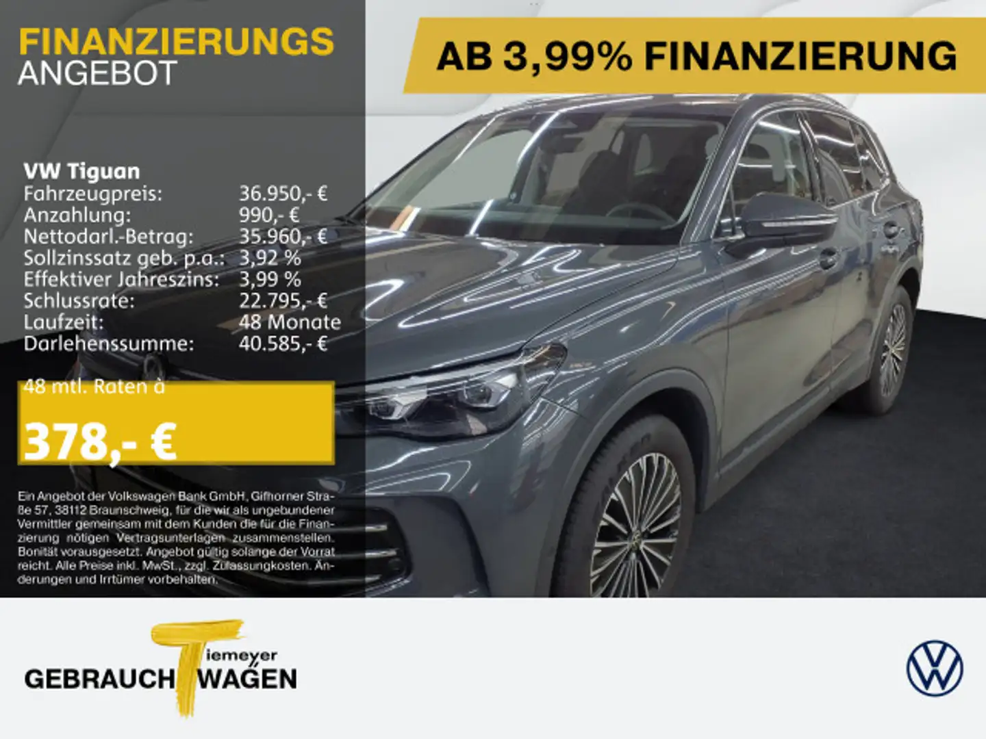 Volkswagen Tiguan 1.5 eTSI DSG ELEGANCE NAVI AHK KAMERA IQ. Grau - 1