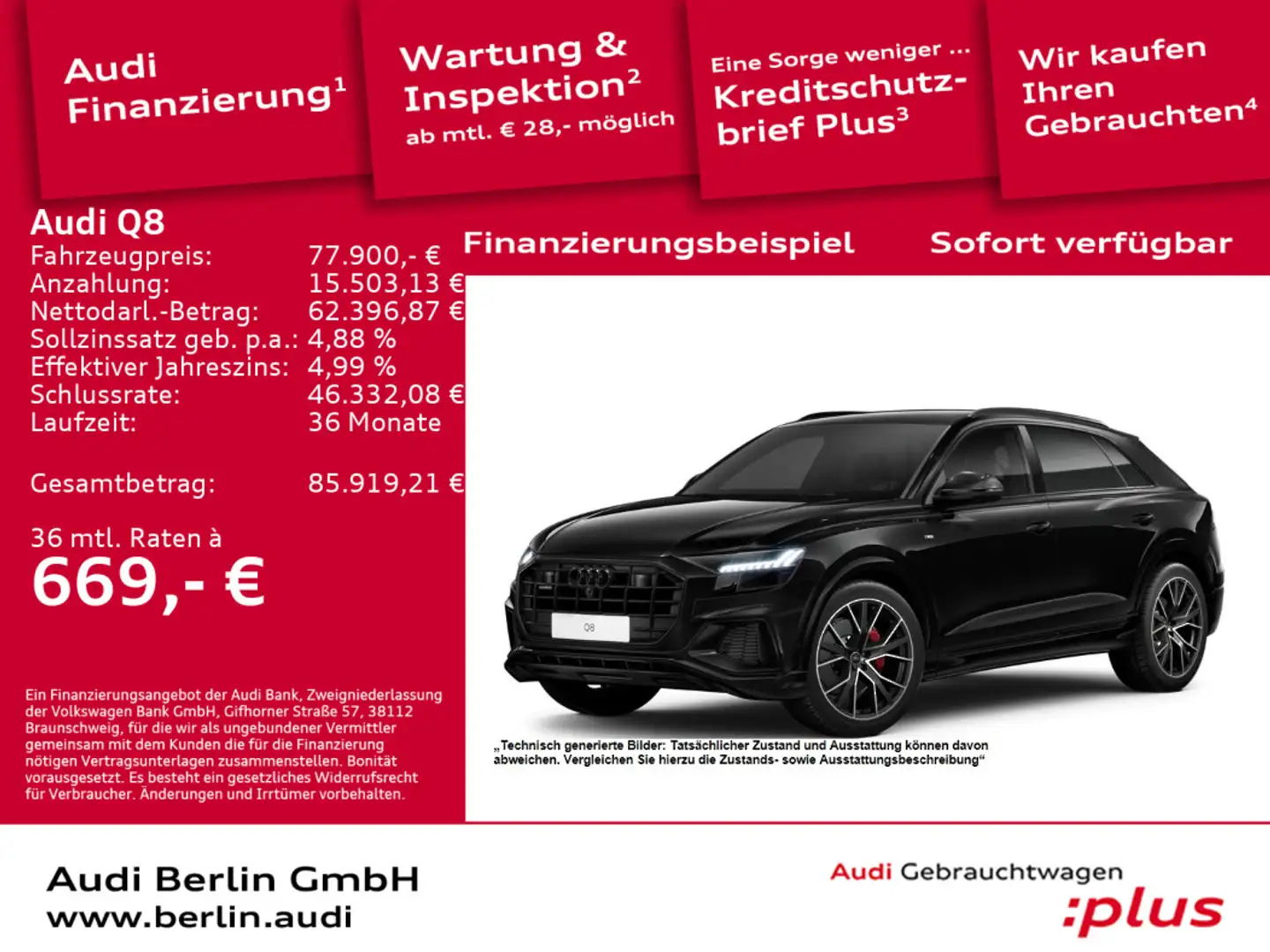 Audi Q8 50 TDI qu.tiptr. AHK MATRIX 360°K VIRTUAL B&O Schwarz - 1