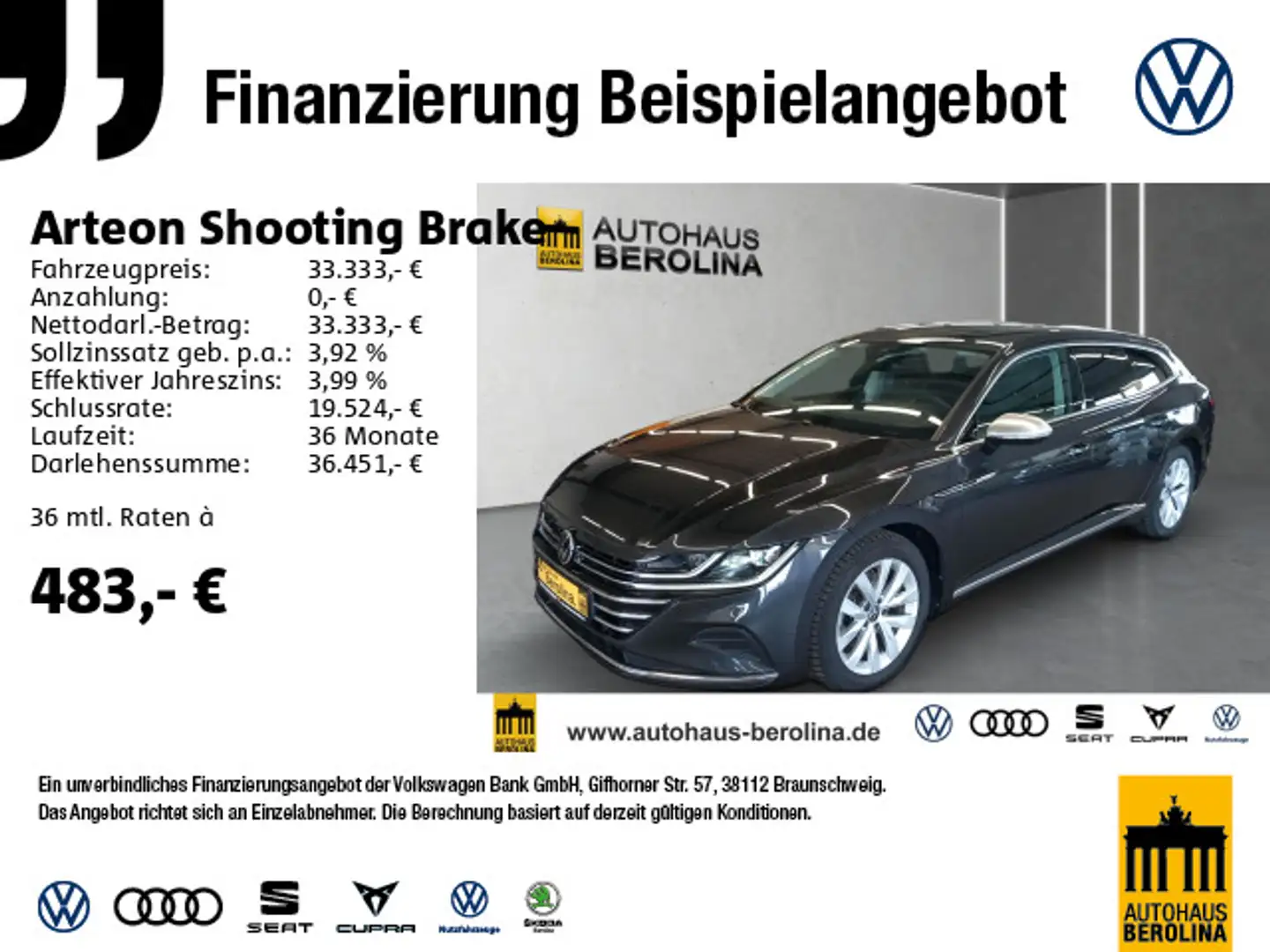 Volkswagen Arteon 2.0 TDI Elegance DSG *AHK* Grey - 1