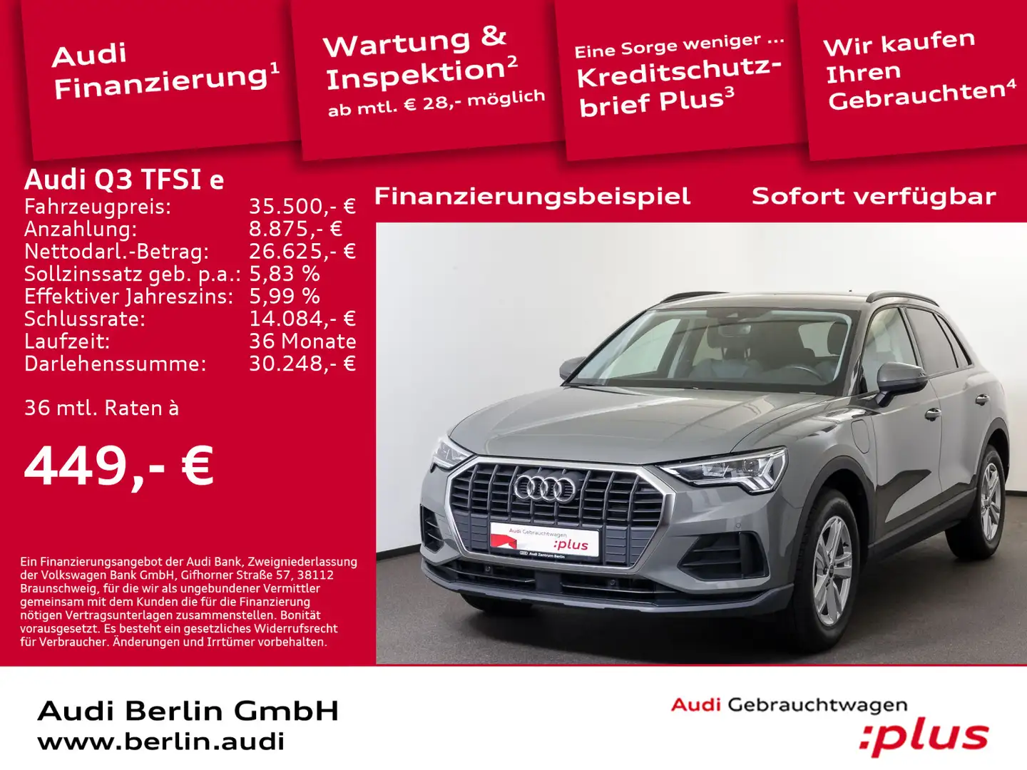 Audi Q3 45 e S tr. SITZHZG PDC RFK LED NAVI Gris - 1