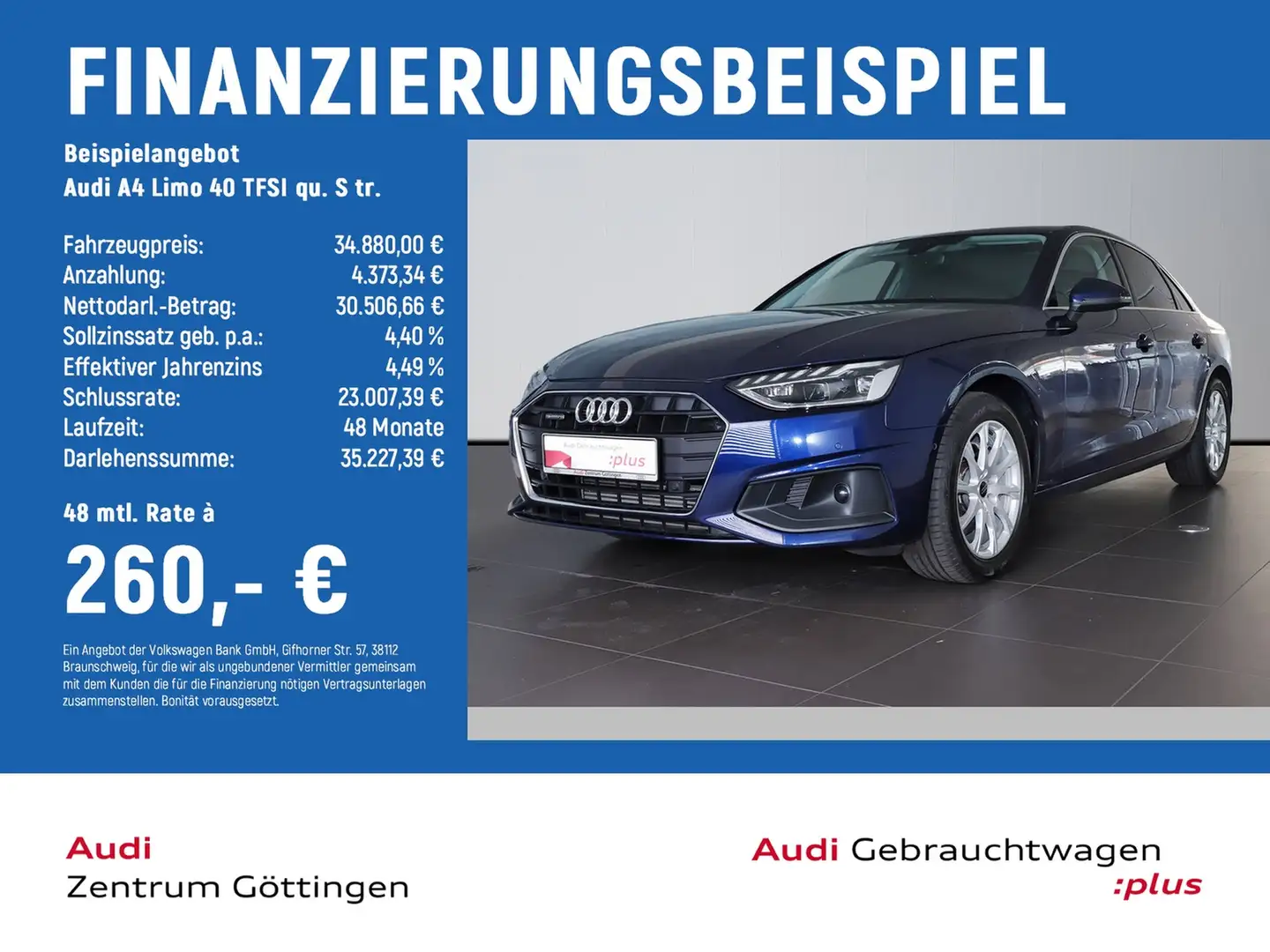 Audi A4 Limo 40 TFSI qu. S tr. +LED+HEAD UP+ACC+SOUND Blauw - 2
